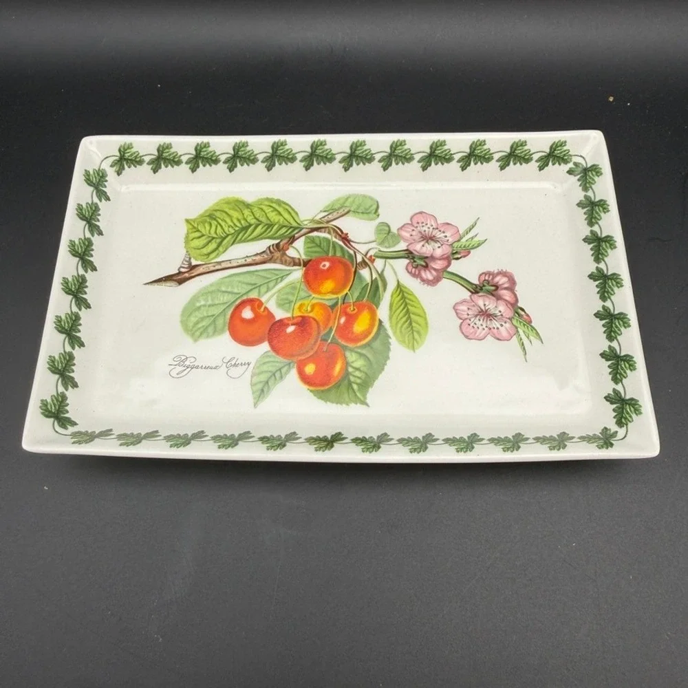 Vintage Portmeirion Pomona Bigarreau Cherry Rectangular Butter Dish Tray Cottage